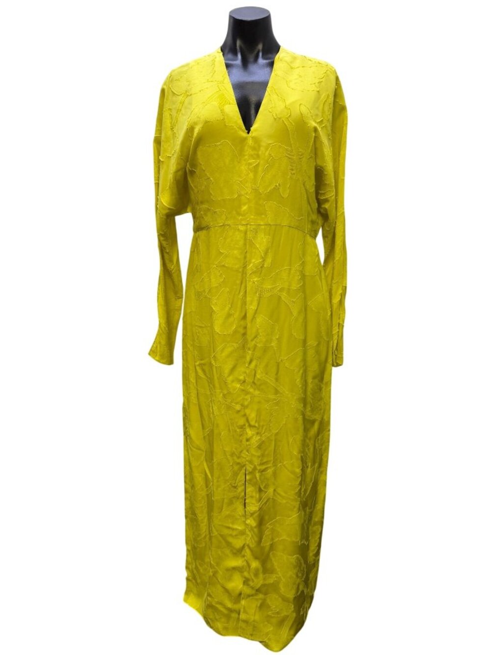 Alejandra Alonso Rojas Long Lime Textured Satin Dress 12
